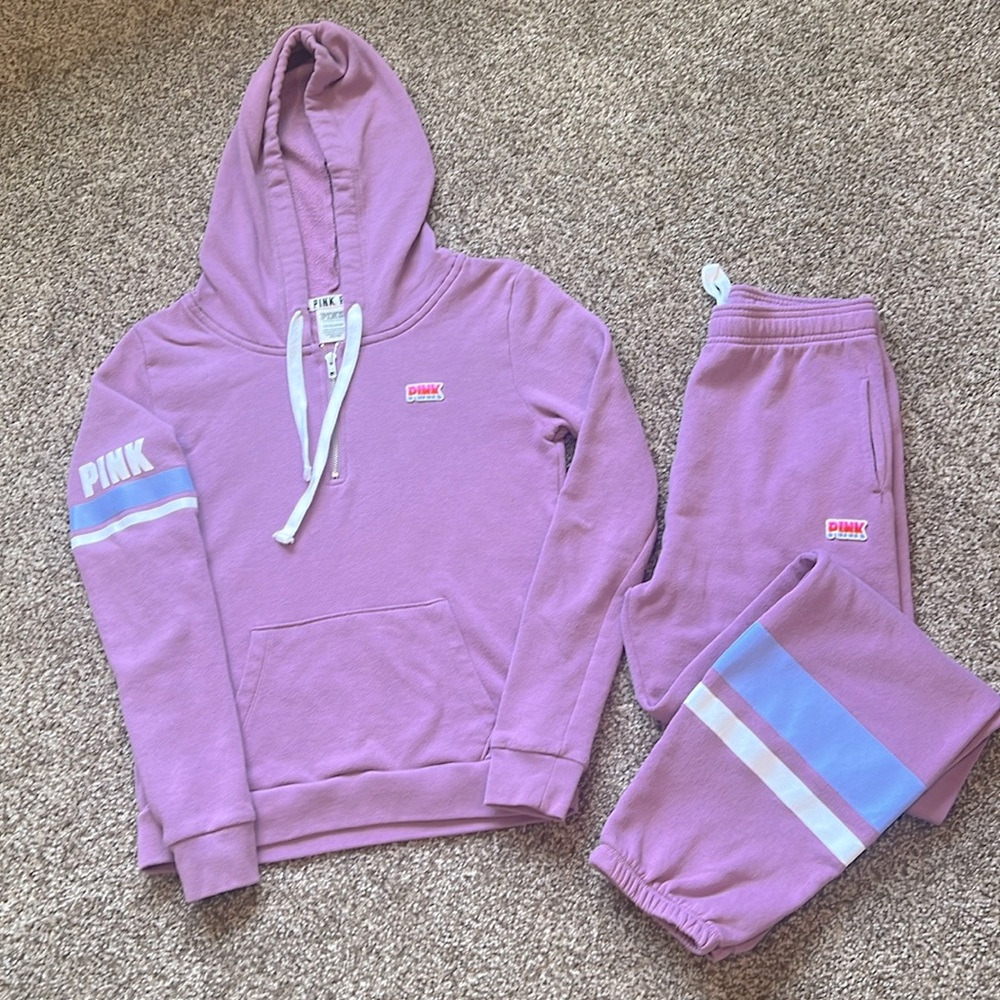Pink hoodies and sweat pants